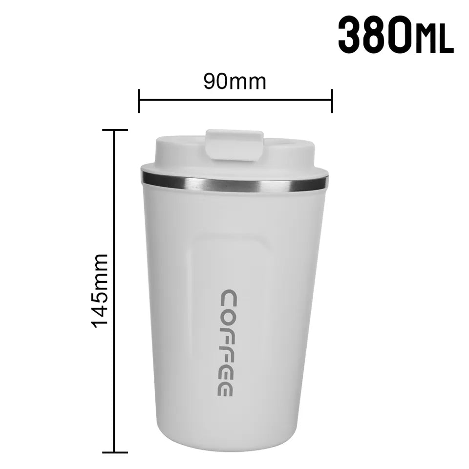 Vakuum isolierter Edelstahl Kaffee-Thermobecher 380ml/500ml in Weiß1 - Auslaufsicher