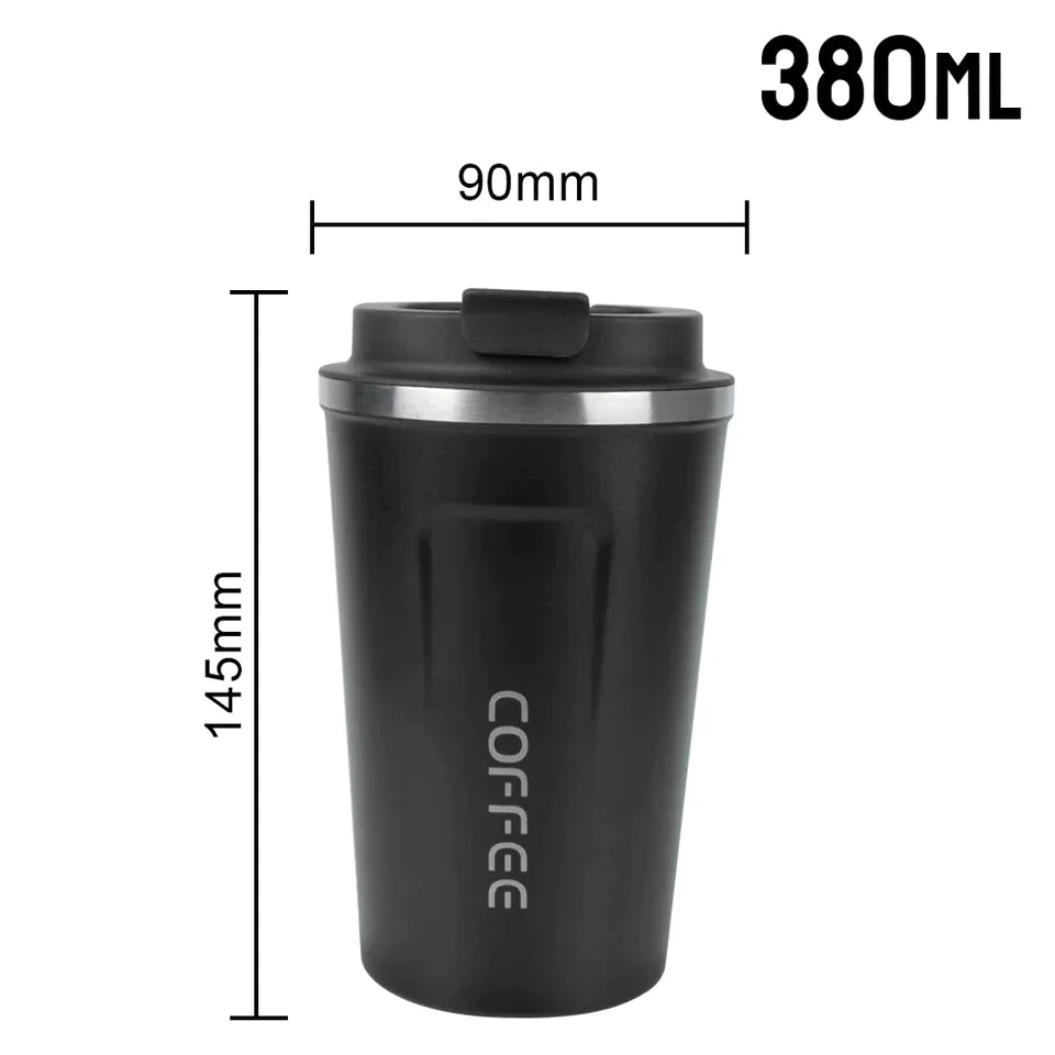 Vakuum isolierter Edelstahl Kaffee-Thermobecher 380ml/500ml in Schwarz - Auslaufsicher