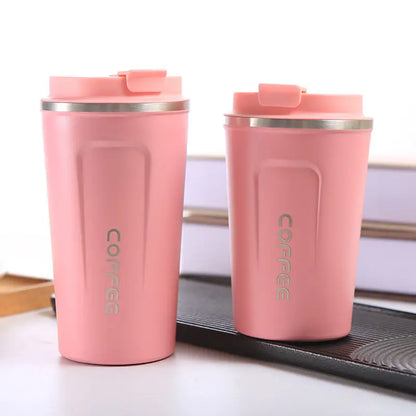 Vakuum isolierter Edelstahl Kaffee-Thermobecher 380ml/500ml in Pink/Rosa - Auslaufsicher