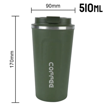 Vakuum isolierter Edelstahl Kaffee-Thermobecher 380ml/500ml in Olivegrün - Auslaufsicher