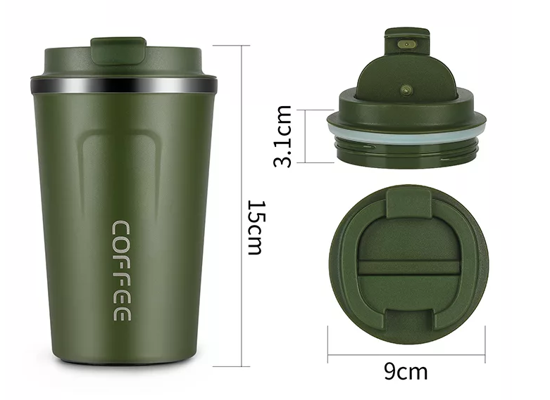 Vacuum insulated stainless steel coffee mug thermos ToGo keeps you hot for 6 hours and cold for 8 hours, is leak-proof and available in several colors. Contents 380ml or 510ml