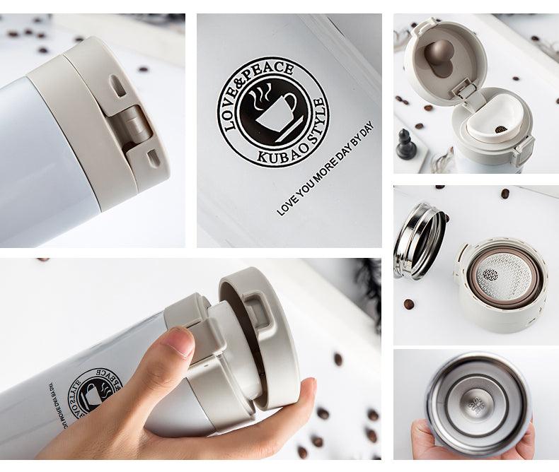 Edelstahl Thermos Kaffee-Becher mit Sicherheits-Verschluß Inhalt 500ml –  yourbottle