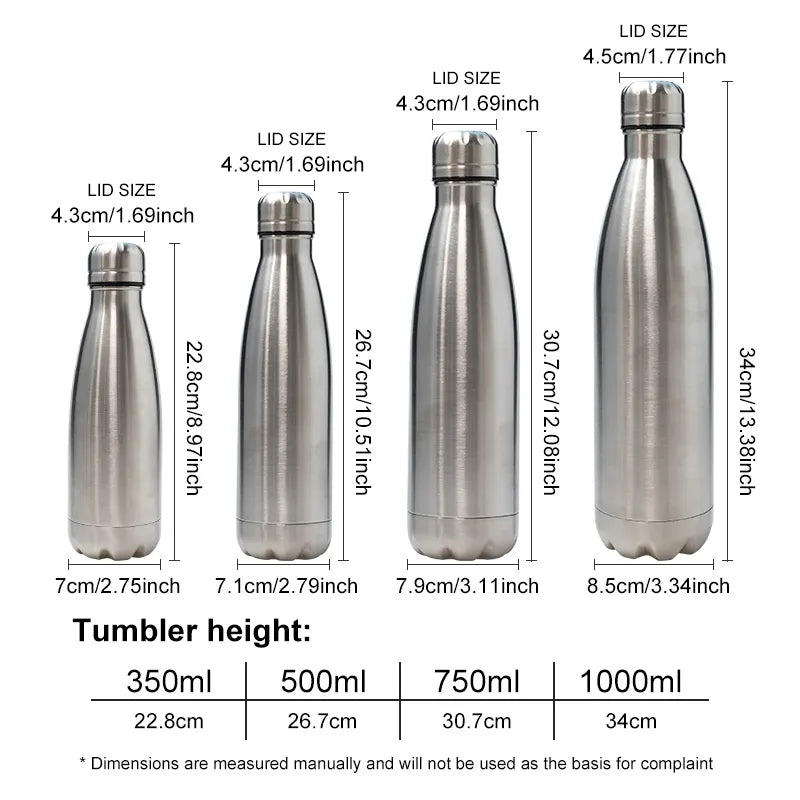 yourbottle® Edelstahl Thermosflasche Coké Silber in 350ml/500ml/750ml/1000ml