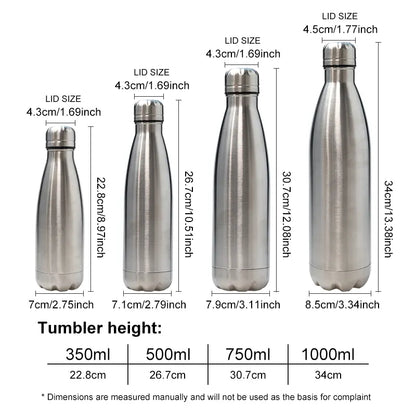 yourbottle® Edelstahl Thermosflasche Coké Silber in 350ml/500ml/750ml/1000ml