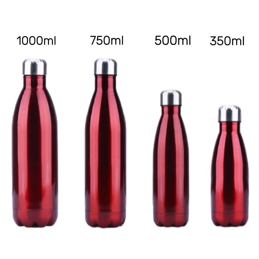 yourbottle® Edelstahl Thermosflasche Coké Rot in 350ml/500ml/750ml/1000ml