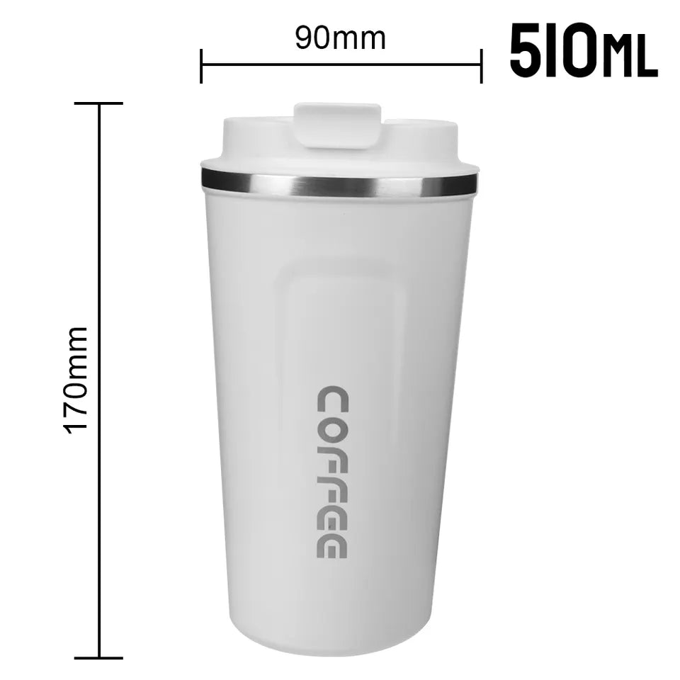 Vacuum insulated stainless steel coffee mug thermos ToGo keeps you hot for 6 hours and cold for 8 hours, is leak-proof and available in several colors. Contents 380ml or 510ml