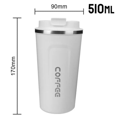 Vakuum isolierter Edelstahl Kaffee-Thermobecher 380ml/500ml in Weiß1 - Auslaufsicher